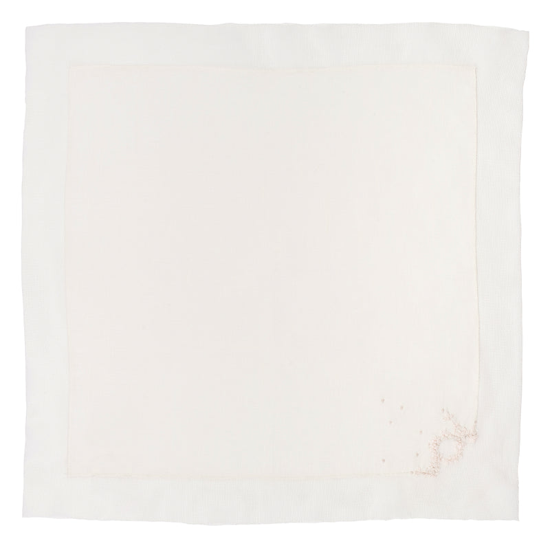 Serviettes de table Blanc Lait toile coton lin brodé
